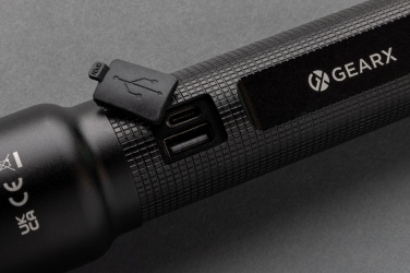 Logo trade promotional merchandise photo of: RCS recycled aluminum USB-rechargeable heavy duty torch