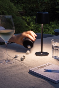 Logo trade business gifts image of: Zenic RCS recycled plastic USB re-chargable table lamp