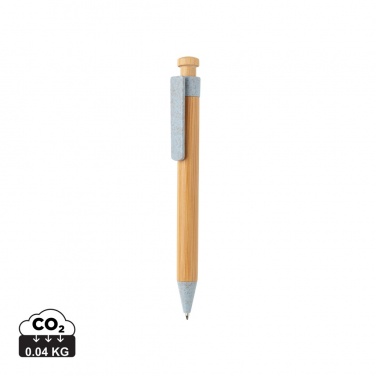 Logo trade promotional merchandise picture of: Bamboo pen with wheatstraw clip