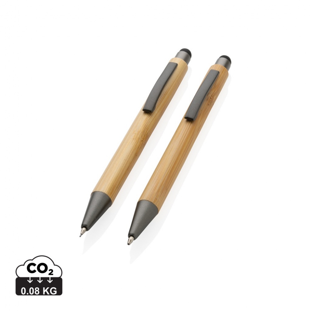 Logotrade promotional gift image of: Bamboo modern pen set in box