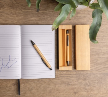 Logotrade promotional giveaway picture of: Bamboo modern pen set in box