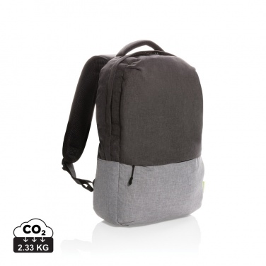 Logo trade promotional giveaways image of: Duo colour RPET 15.6" RFID laptop backpack PVC free