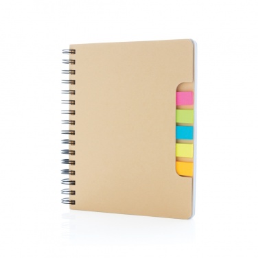 Logo trade promotional merchandise picture of: A5 Kraft spiral notebook with sticky notes