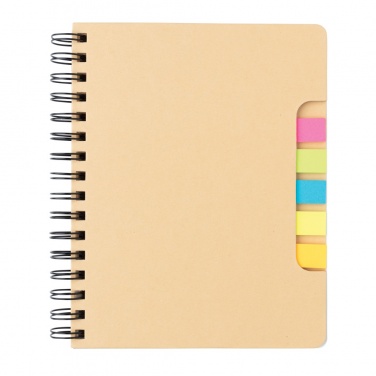 Logo trade promotional item photo of: A5 Kraft spiral notebook with sticky notes