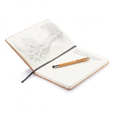 Logotrade business gift image of: A5 notebook with bamboo pen including stylus