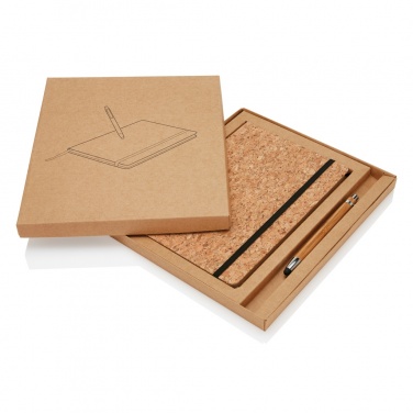 Logo trade promotional giveaways picture of: A5 notebook with bamboo pen including stylus