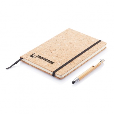 Logo trade promotional item photo of: A5 notebook with bamboo pen including stylus