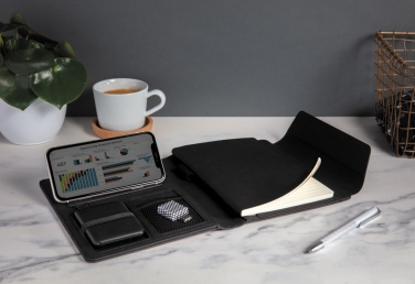 Logo trade corporate gifts image of: Fiko wireless charging A5 portfolio with powerbank