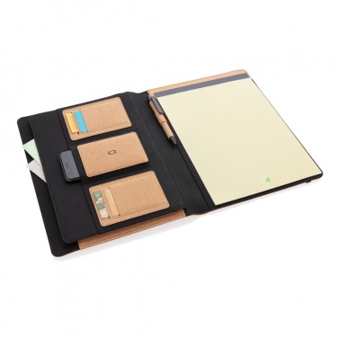 Logo trade promotional giveaway photo of: Deluxe cork portfolio A4 with pen
