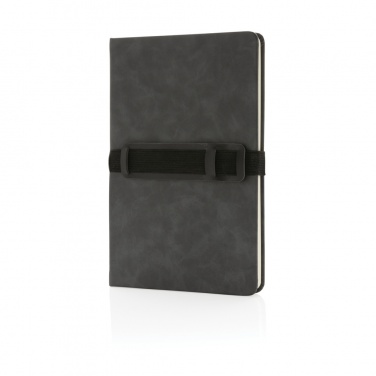 Logotrade corporate gifts photo of: Deluxe hardcover PU notebook A5 with phone and pen holder