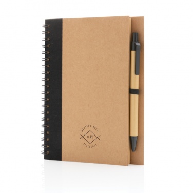 Logotrade promotional item picture of: Kraft spiral notebook with pen