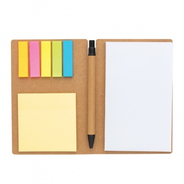 Logo trade promotional merchandise picture of: Kraft sticky notes A6 booklet with pen