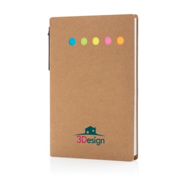 Logo trade promotional items picture of: Kraft sticky notes A6 booklet with pen