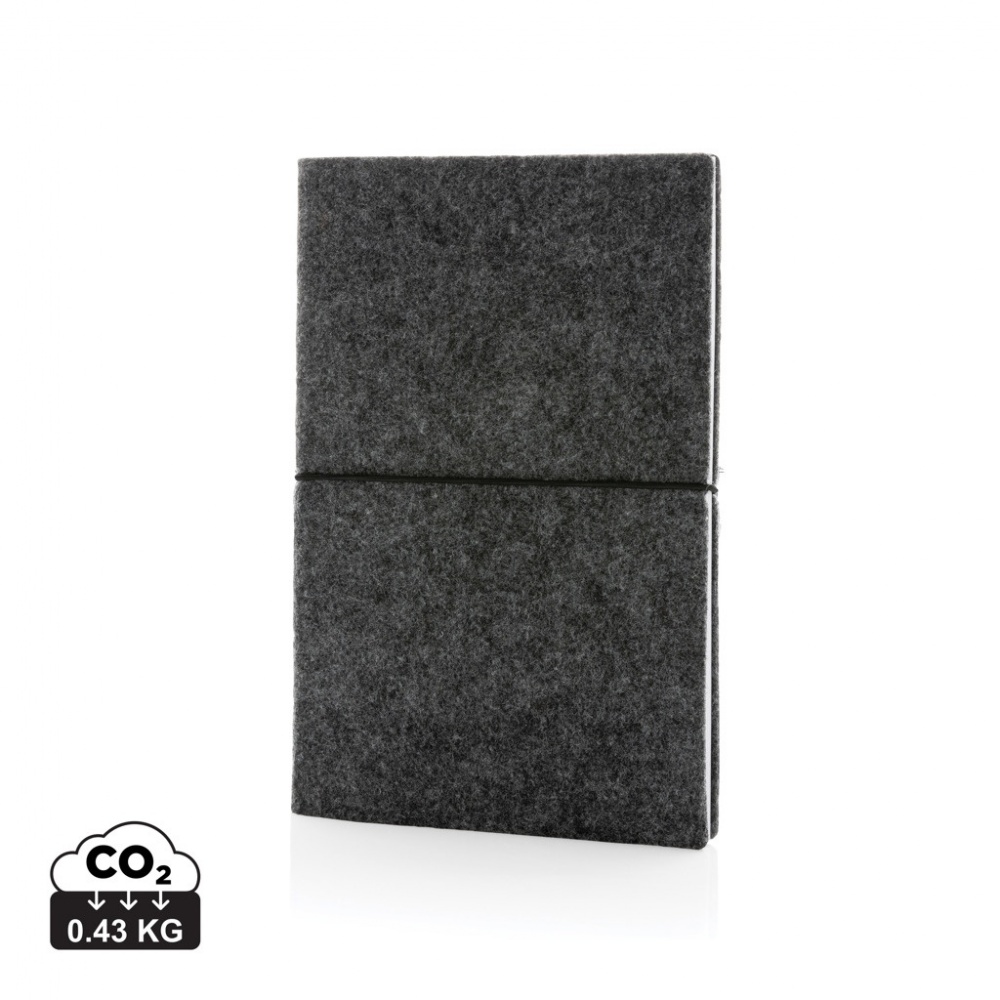 Logo trade promotional giveaways picture of: GRS certified recycled felt A5 softcover notebook