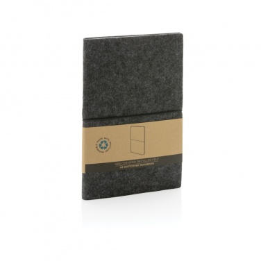 Logo trade promotional giveaway photo of: GRS certified recycled felt A5 softcover notebook