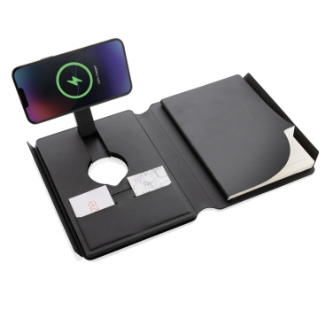 Logotrade promotional giveaway image of: Swiss Peak RCS rePU notebook with 2-in-1 wireless charger