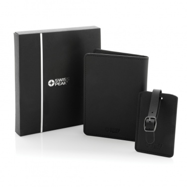 Logo trade promotional merchandise picture of: Swiss Peak GRS recycled PU travel gift set