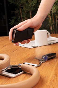 Logo trade corporate gifts image of: Standard aluminium RFID cardholder with PU wallet