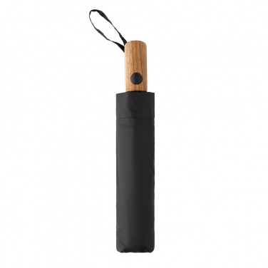 Logo trade advertising products picture of: Kaycey 21" AWARE™ RPET Acacia wood mini auto open umbrella