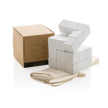 Logo trade promotional giveaways picture of: Wooden brain game in canvas pouch