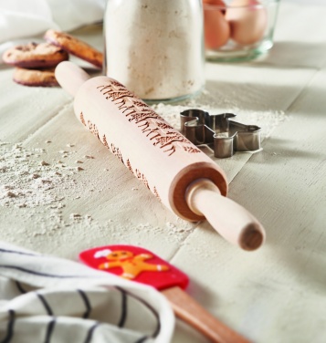 Logo trade business gifts image of: Christmas pastry wooden rolling