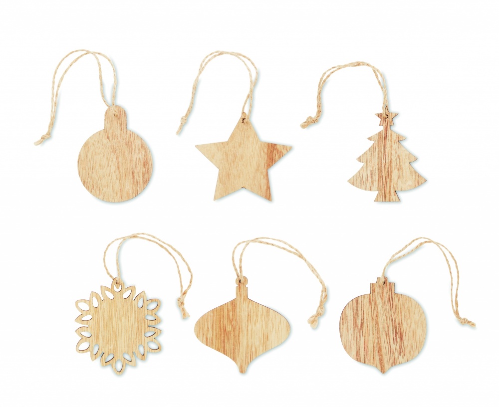 Logo trade corporate gift photo of: Set of wooden Xmas ornaments