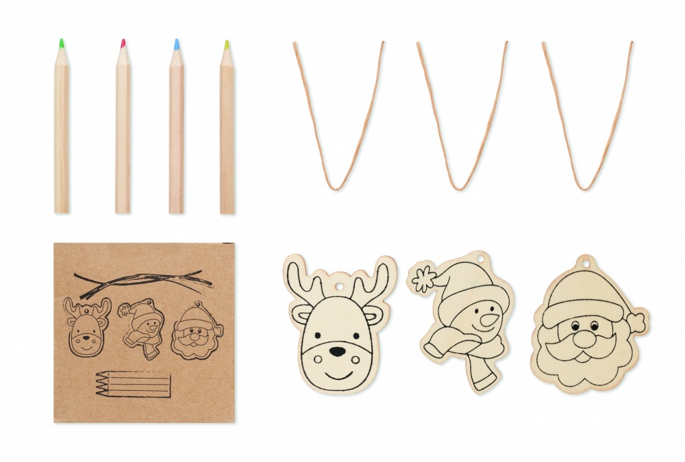 Logo trade advertising product photo of: Drawing wooden ornaments set