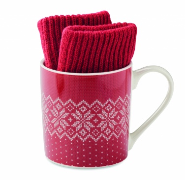 Logo trade promotional giveaways picture of: Winter gift mug and gloves set