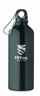 Logotrade promotional item image of: 500 ml single-walled water bottle made of recycled aluminum with a carabiner