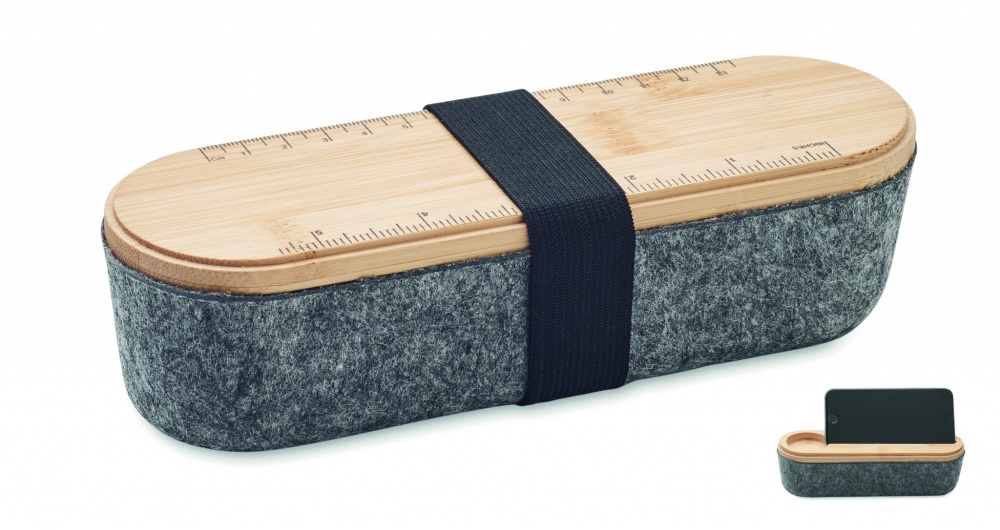 Logo trade business gifts image of: RPET felt pencil case with lid