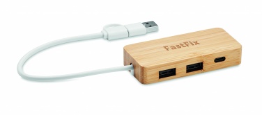 Logo trade promotional items picture of: Bamboo USB 3 ports hub