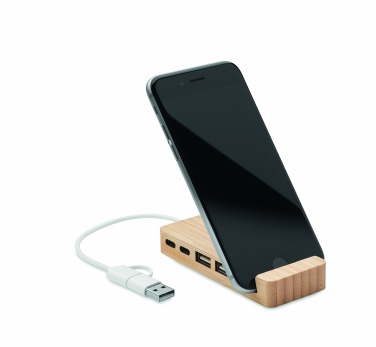 Logo trade promotional merchandise image of: Bamboo USB 4 ports hub