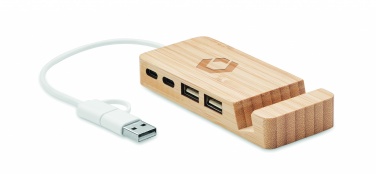 Logotrade business gift image of: Bamboo USB 4 ports hub