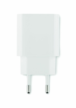 Logo trade advertising products image of: 20W 2 port USB charger EU plug