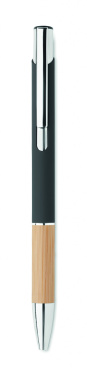 Logo trade promotional gift photo of: Ballpoint pen made of aluminum with a bamboo grip
