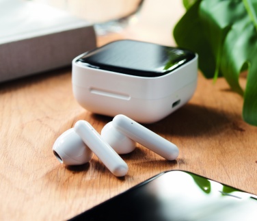 Logo trade promotional giveaways picture of: TWS earbuds with solar charger