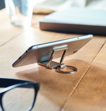 Logo trade promotional giveaways picture of: Metal key ring phone stand Seinajoki