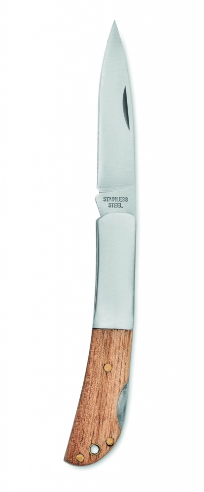 Logo trade promotional products image of: Foldable knife in acacia wood
