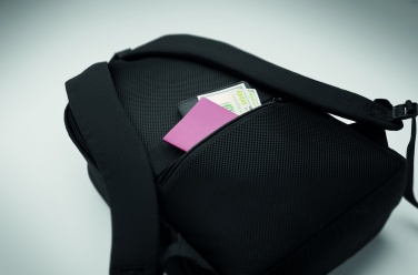 Logotrade corporate gift image of: A 15-inch laptop backpack made of recycled pre-consumer cotton and recycled polyester with customizable printing.