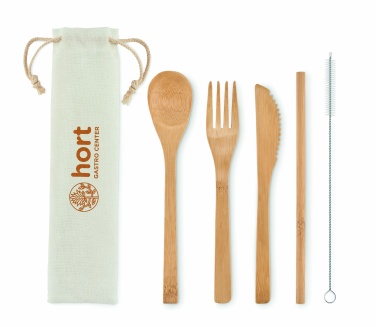 Logotrade advertising product picture of: Bamboo cutlery with straw