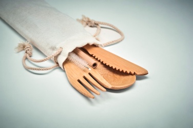 Logo trade promotional products picture of: Bamboo cutlery with straw