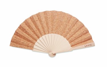 Logo trade advertising product photo of: Wood hand fan with cork fabric