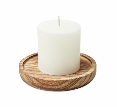 Logo trade promotional items image of: Candle on round wooden base