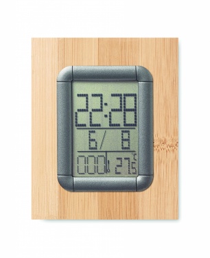 Logotrade promotional items photo of: Bamboo pen holder and LCD clock