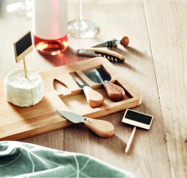 Logo trade promotional gift photo of: Bamboo Cheese board set Leipzig