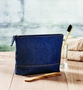 Logotrade promotional item picture of: Recycled denim cosmetic pouch