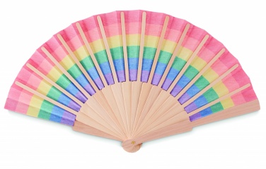 Logo trade corporate gift photo of: Rainbow wooden hand fan