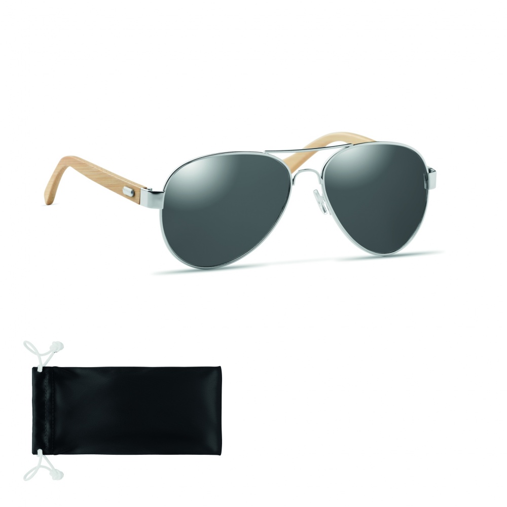 Logo trade business gifts image of: Bamboo sunglasses in pouch TARTU