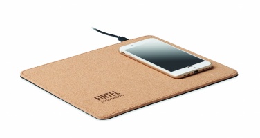 Logo trade corporate gifts image of: Cork mouse mat charger 15W