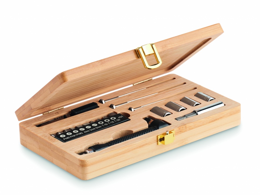 Logotrade promotional merchandise image of: 21 pcs tool set in bamboo case